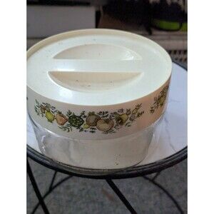 Vintage Corningware Pyrex Spice of Life store and see canister sz 6" across x4"